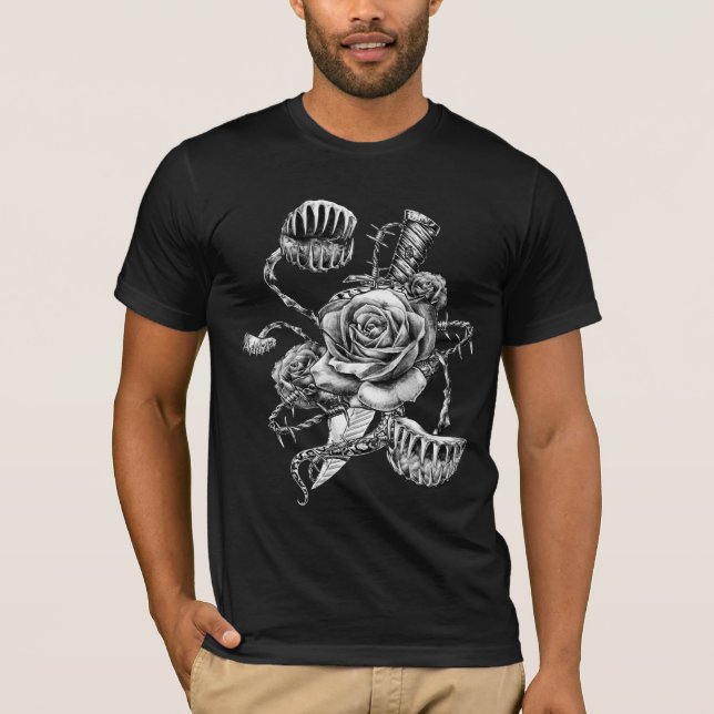 T-shirt Rose Vicieux, Piège Volant, Dagger (Devant)