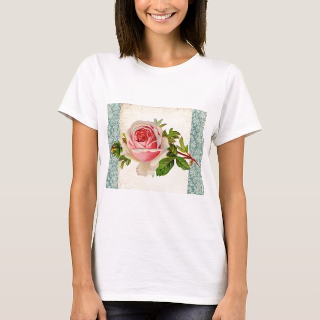 T-shirt Rose victorien et damassé (Devant)