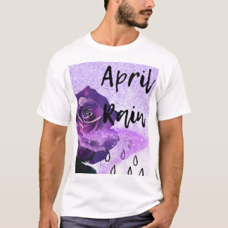 T-shirt Rose violet avec les mots "pluie d'avril"