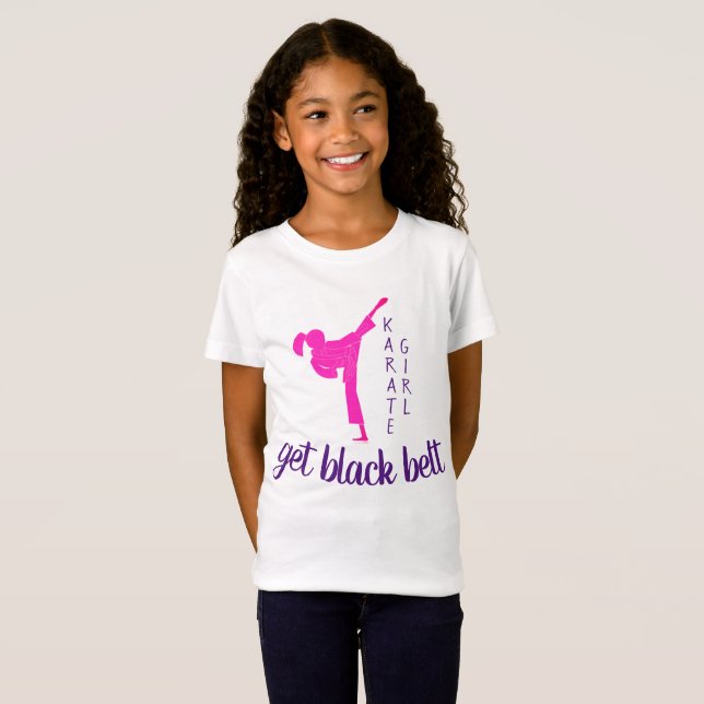 T-Shirt Rose violet moderne mignonne Girl Arts martiaux Ka (Devant entier)