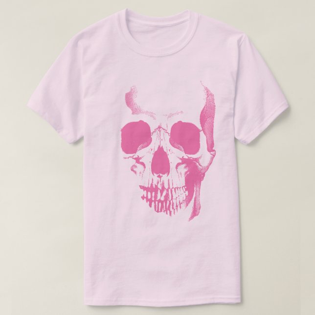 T-shirt rose visage crâne (Design devant)