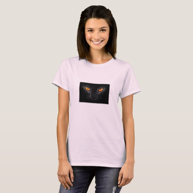 T-shirt rose yeux de chat noir (Devant entier)
