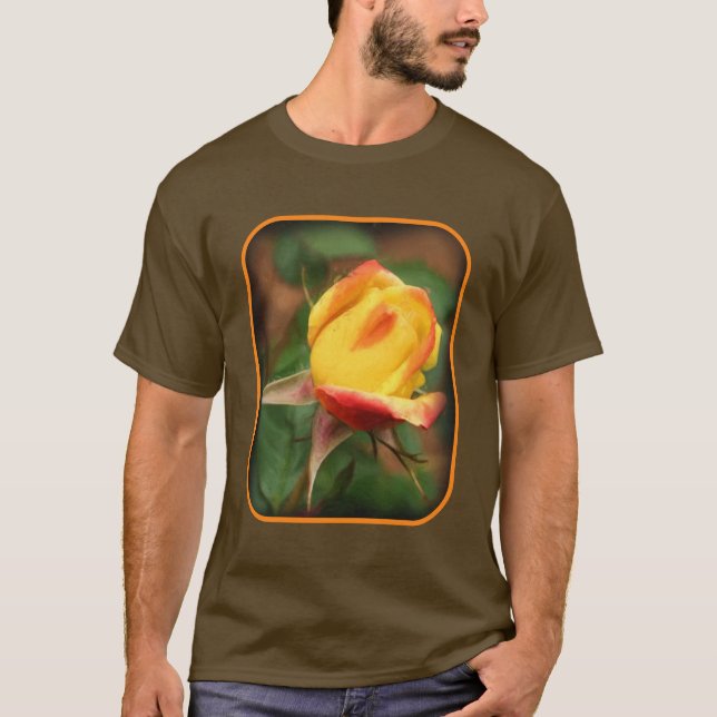T-shirt Rosebud Floral Art Photo Painting  (Devant)