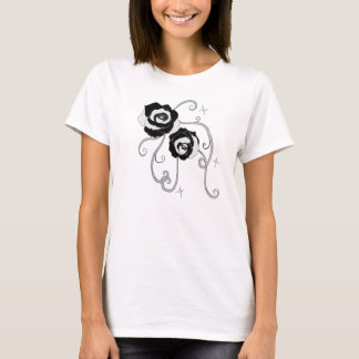 T-shirt Roses argentés noirs