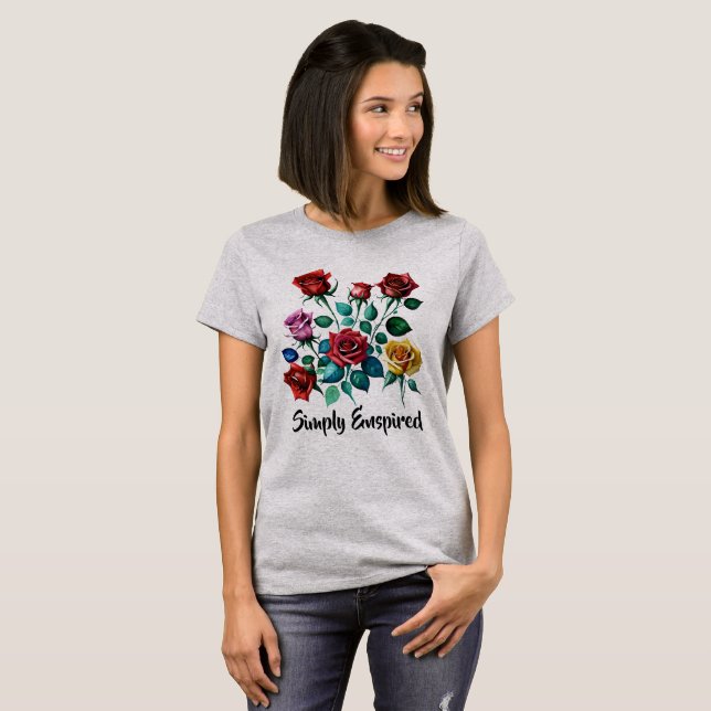 T-shirt Roses couleur eau simple (Devant entier)
