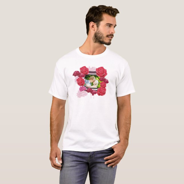 T-shirt Roses de l'anniversaire du mariage, bandes, photo  (Devant entier)