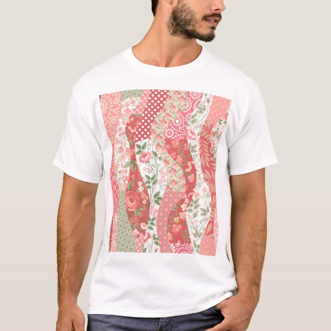 T-shirt Roses de Patchwork : conception motif transparente (Devant)