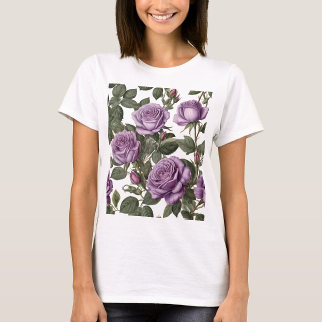 T-shirt Roses de Rose pourpre, (Devant)