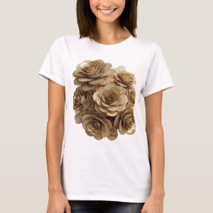 T-shirt Roses dorées argentées WITTY Création audacieuse