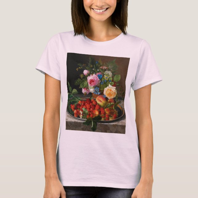 T-shirt Roses et fraises de Still Life par Otto Ottesen (Devant)