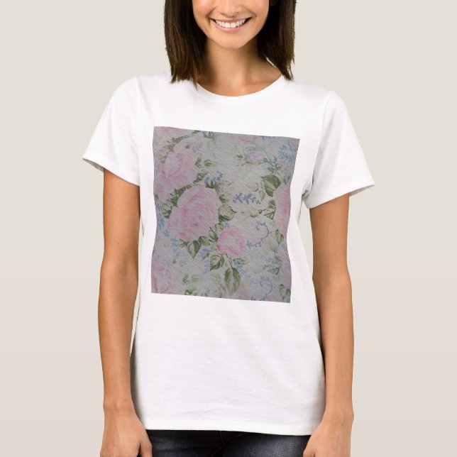 T-shirt Roses floraux roses Vintages (Devant)