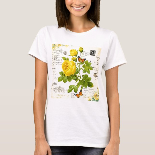 T-shirt roses jaunes vintage (Devant)