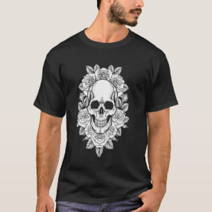 T-shirt Roses noirs Alt esthétique Nu Goth Ado Crâne