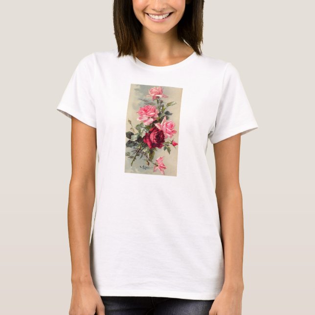 T-shirt Roses roses et rouges vintages (Devant)
