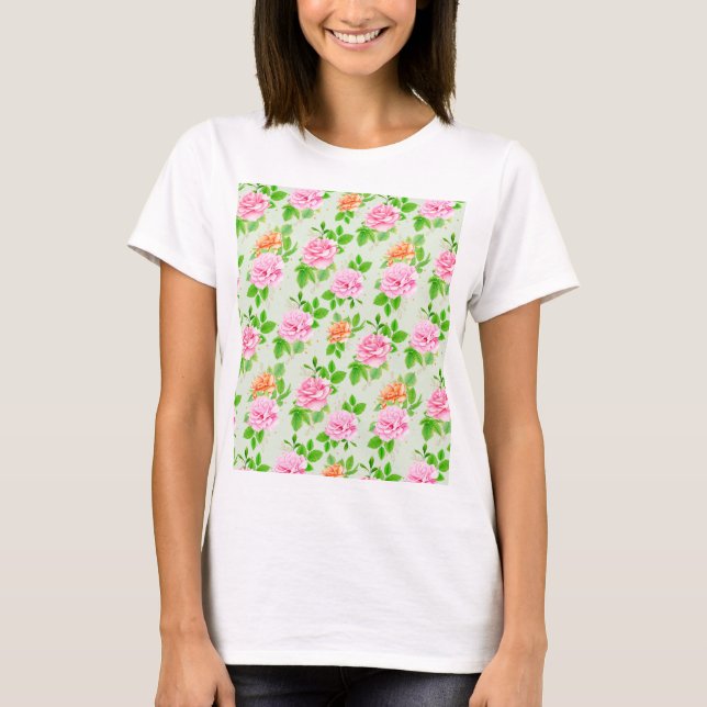 T-shirt Roses roses florales Motif-2367 (Devant)