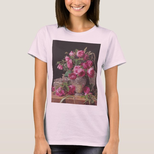 T-shirt Roses roses (par Ferdinand Georg Waldmüller) (Devant)