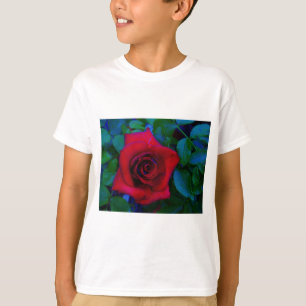 T-shirt Roses rouges aux tons bleus