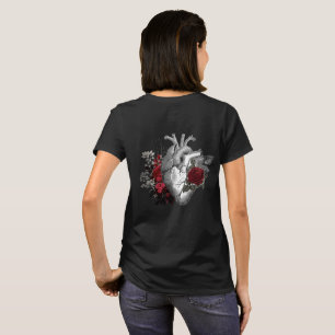 T-shirt Roses rouges de sang avec     coeur vintageT-Chemi