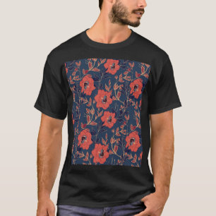 T-shirt Roses rouges Peonies Arrière - plan foncé