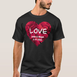 T-shirt Roses rouges romantiques Coeur de Saint-Valentin  