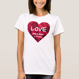 T-shirt Roses rouges romantiques Coeur Saint-Valentin, amo