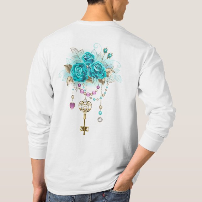 T-shirt Roses turquoise avec touches (Dos)