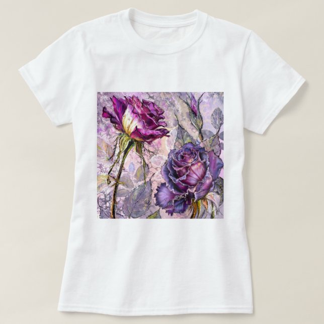 T-Shirt Roses Violettes (Design devant)