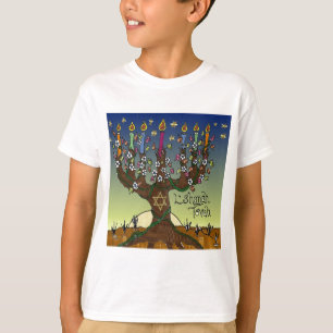 T-shirt Rosh Hashanah L'Shanah Tovah Arbre de Vie Menorah