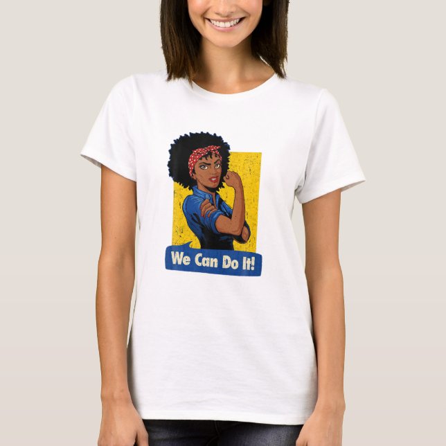 T-shirt Rosie Chemise Riveter Noir Forte Femmes Nous Pouvo (Devant)