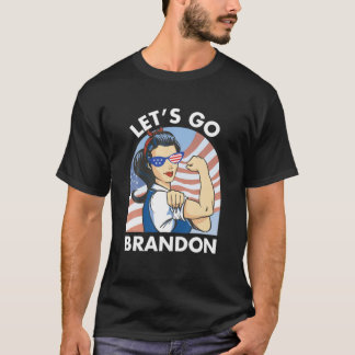 T-shirt Rosie Le Riveter Allons Brandon Drapeau US Drôle F