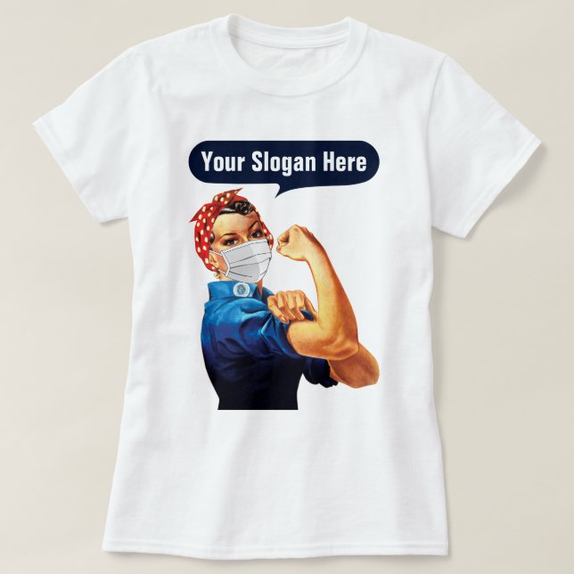 T-shirt Rosie Le Riveter Avec Masque - Ajoutez Votre Propr (Design devant)