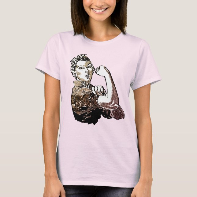 T-shirt Rosie-Le-Riveter Féministe Ligne Graphique Art Bro (Devant)