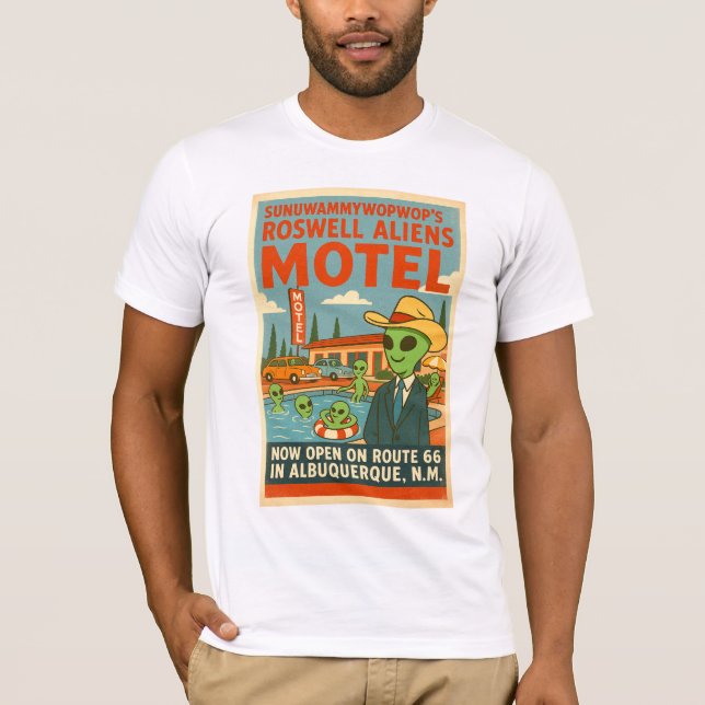 T-shirt Roswell Aliens Motel Retro 1950's Route 66 (Devant)