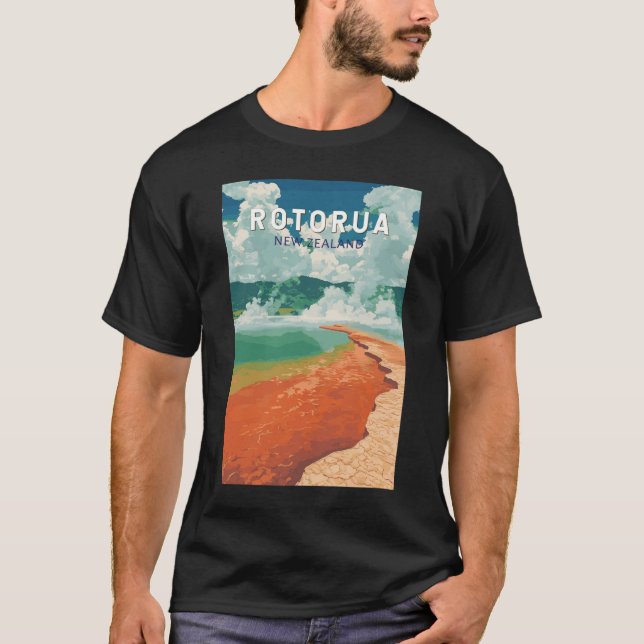 T-shirt Rotorua Nouvelle-Zélande Illustration Voyage Art R (Devant)