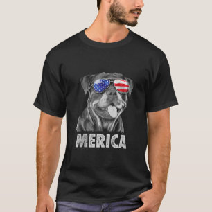 T-shirt Rottweiler 4 juillet Mérica Hommes Drapeau América