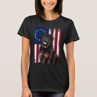 T-shirt Rottweiler Betsy Ross Drapeau Costume Us American