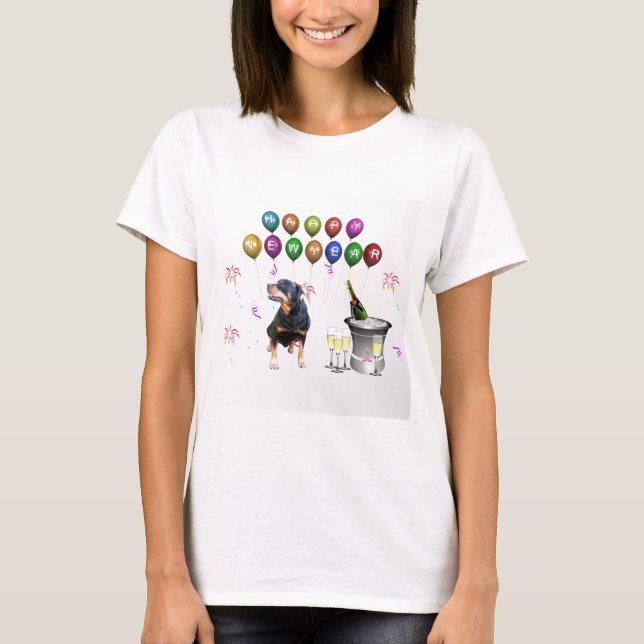 T-shirt Rottweiler Chien Bonne Année (Devant)