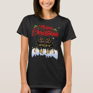 T-shirt Rottweiler Chien Feux de Noël Casquette amusant Pè