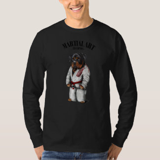 T-shirt Rottweiler Chien Judo Karate Master En Judogi Blan