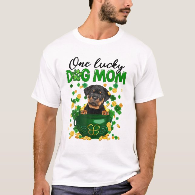 T-shirt Rottweiler Chien Mom Irish Green Shamrock St Patri (Devant)