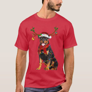T-shirt Rottweiler Chien Reindeer Père Noël