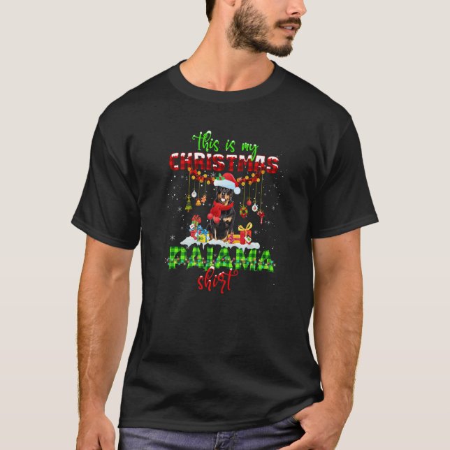 T-shirt Rottweiler Christmas Santa Hat Dog Xmas Men Women  (Devant)
