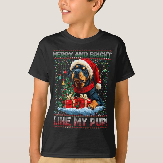 T-shirt Rottweiler Christmas Tree Decorations Dog Lover Xm (Devant)