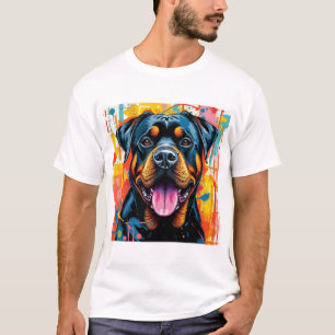 T-shirt Rottweiler coloré Pop Art � Style de trempage vibr