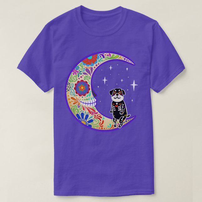 T-shirt Rottweiler Dia de Los Muertos Skeleton  (Design devant)
