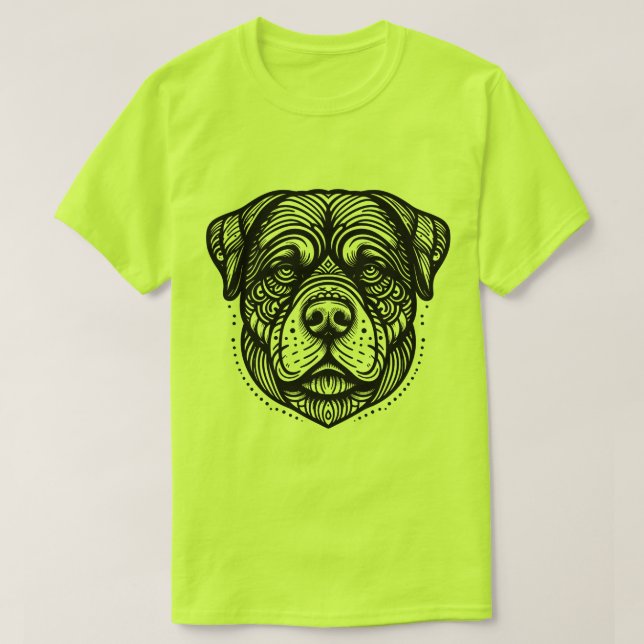 T-shirt Rottweiler Dog Face - Black Line Art (Design devant)