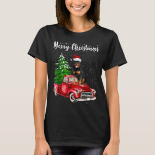 T-shirt Rottweiler équitation Camion Rouge Joyeux Chien de