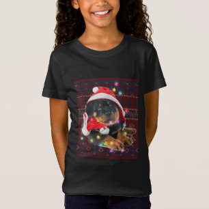 T-Shirt Rottweiler feux de Noël Amoureux des chiens moche