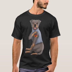 T-shirt Rottweiler I Love Maman Tattoo Dog Funny Mothers D