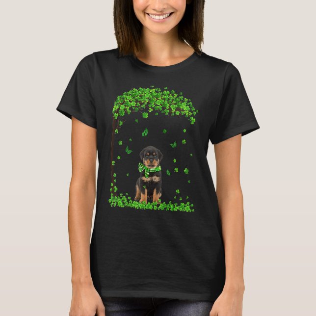 T-shirt Rottweiler Jour de la Saint Patrick Lover Shamrock (Devant)